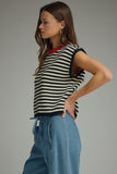 T31973 Cream Black Knit Sweater