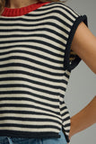 T31973 Cream Black Knit Sweater