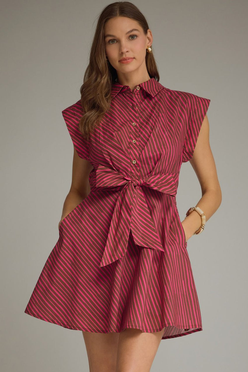 D3684 Striped Mini Dress