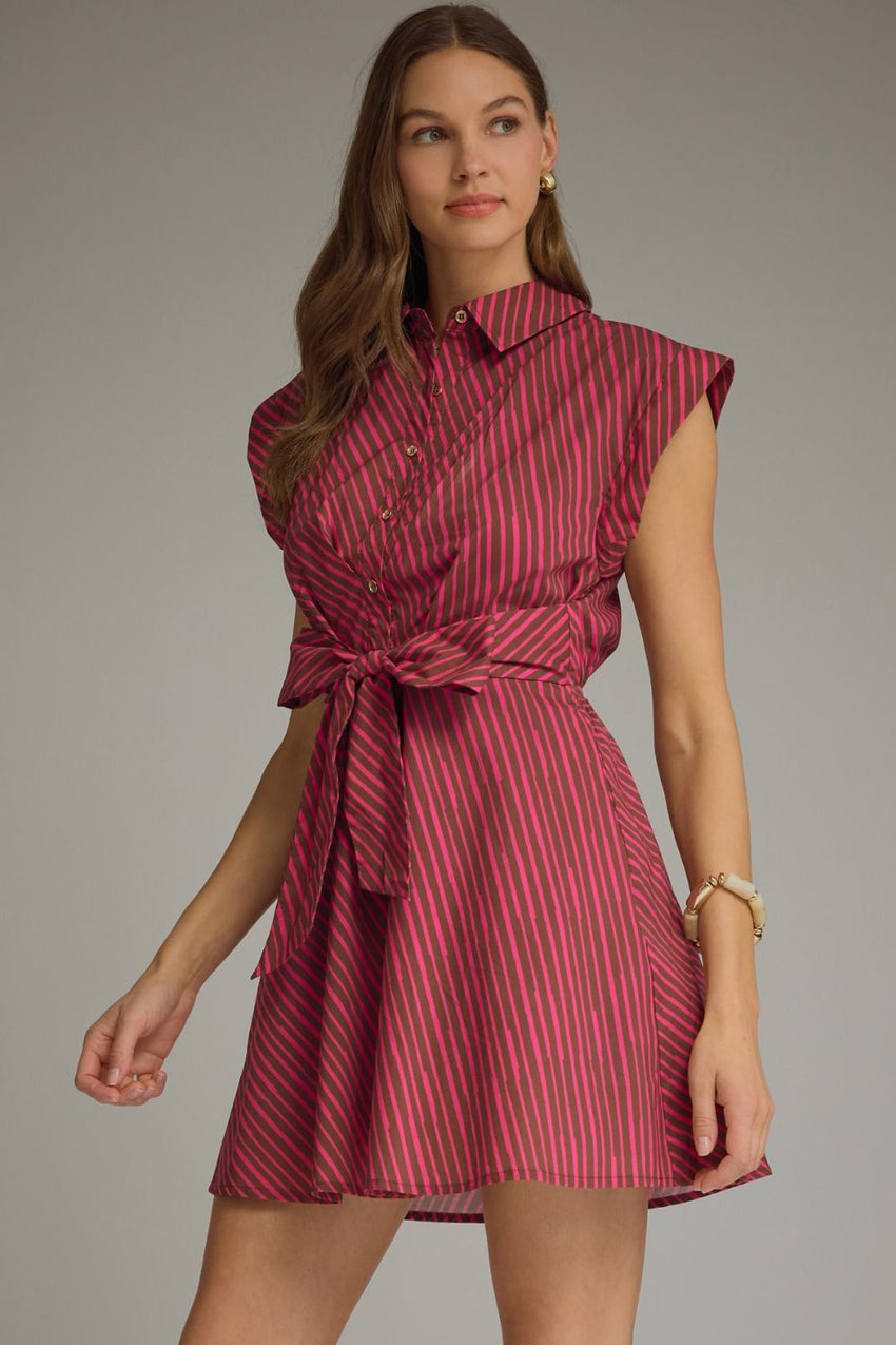 D3684 Striped Mini Dress