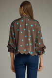 T31070 Brown/Turq Dot Blouse