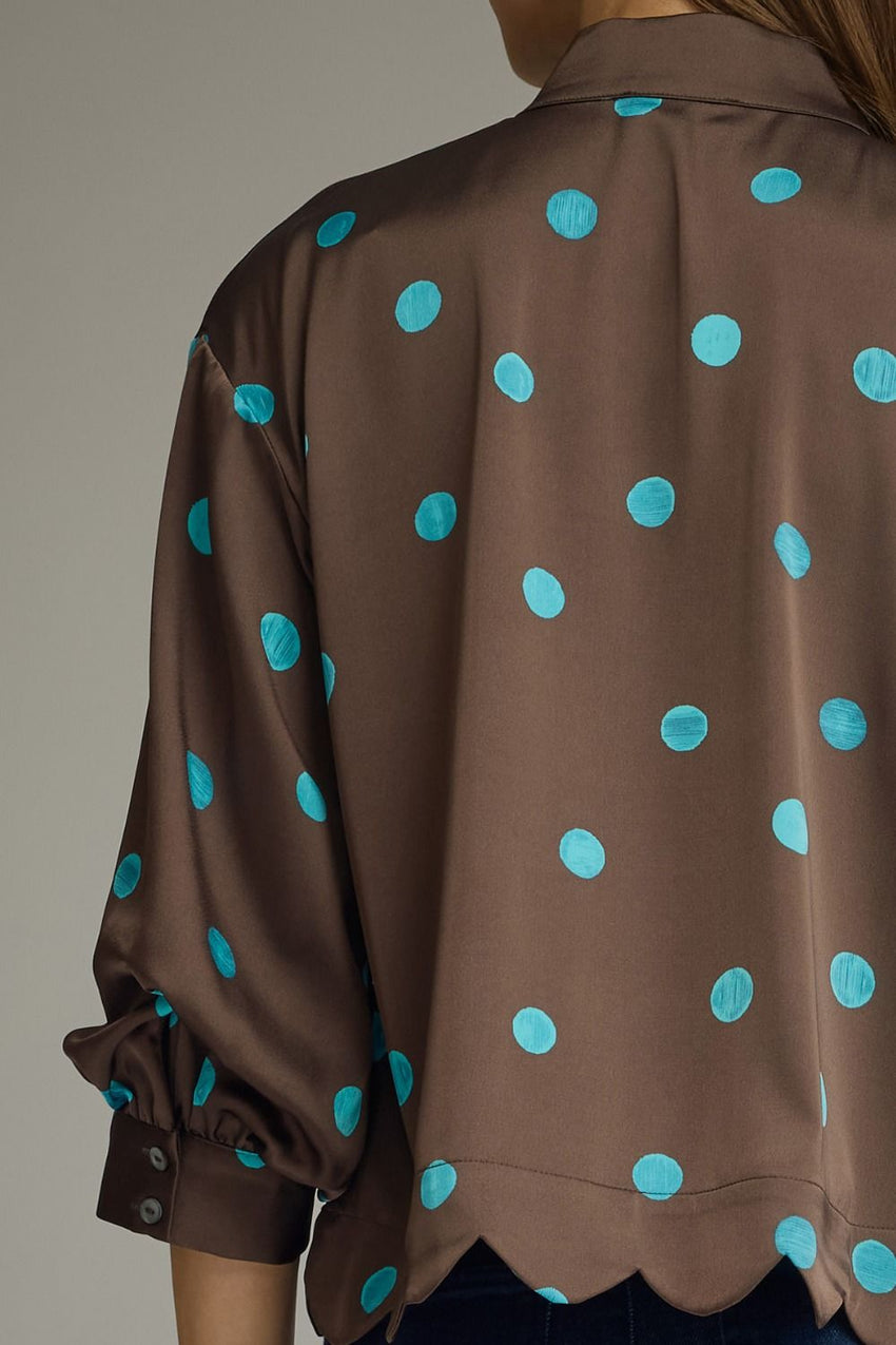 T31070 Brown/Turq Dot Blouse