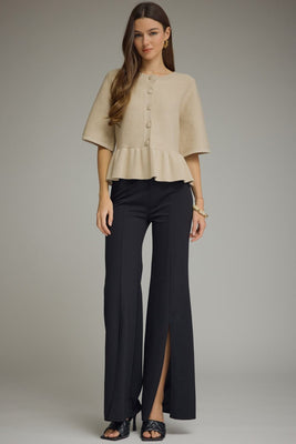 J30021  SS Knit Cardigan Oatmeal