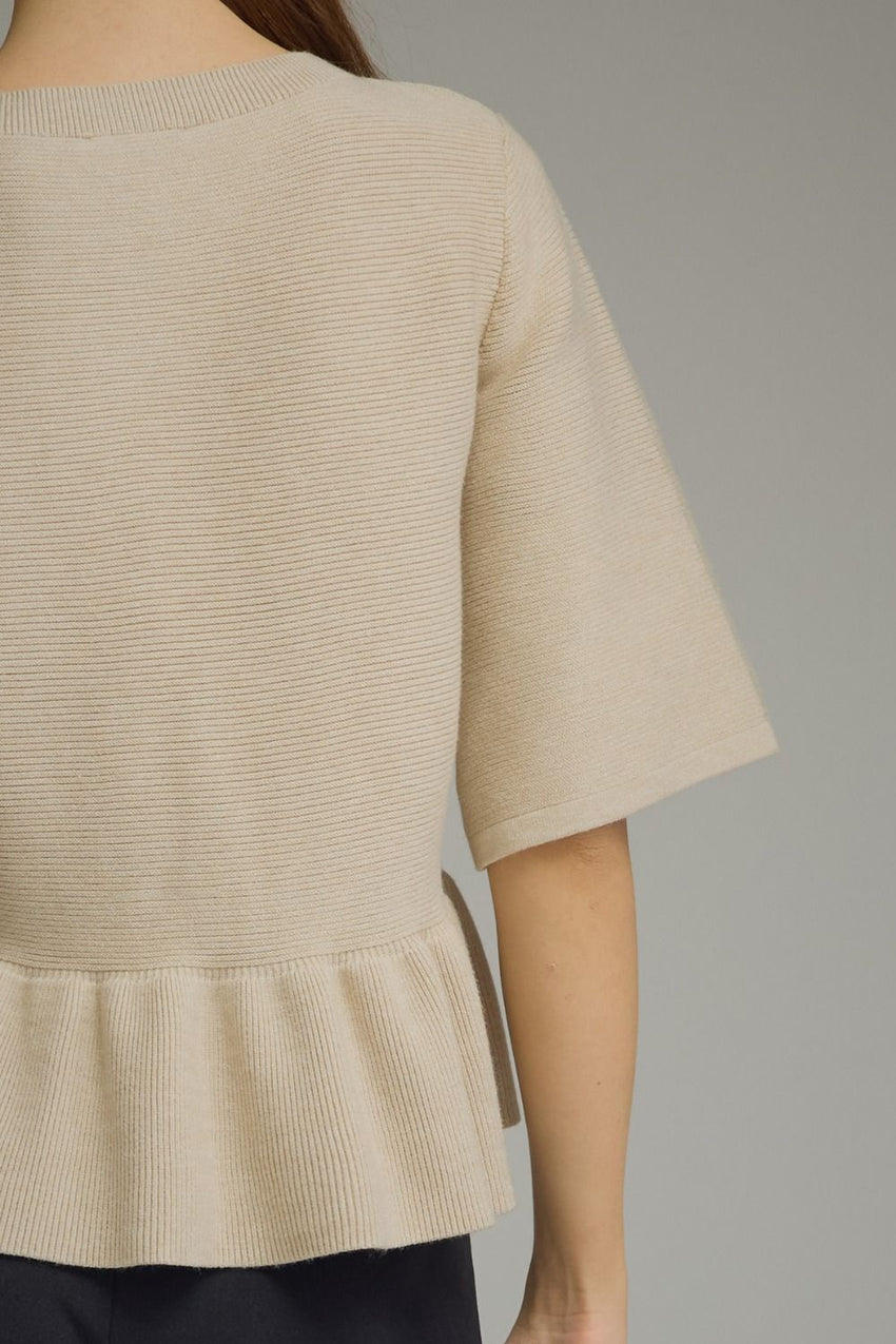 J30021  SS Knit Cardigan Oatmeal