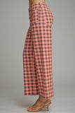 P32221 Gingham Wide Leg Knit Pant