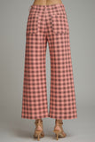 P32221 Gingham Wide Leg Knit Pant