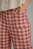 P32221 Gingham Wide Leg Knit Pant