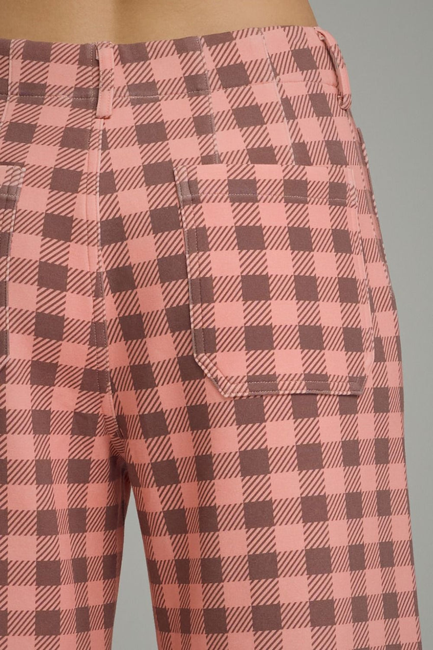 P32221 Gingham Wide Leg Knit Pant