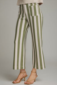 P29802 Olive Striped Knit Pants