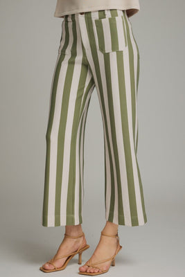 P29802 Olive Striped Knit Pants