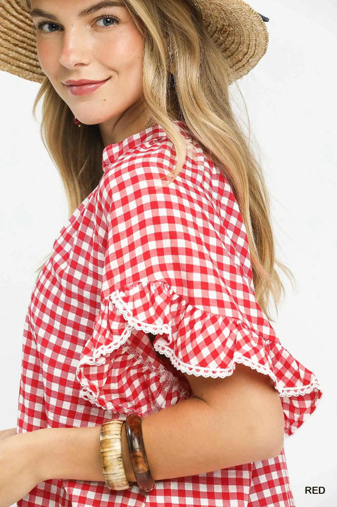 C6370 Gingham Check Top