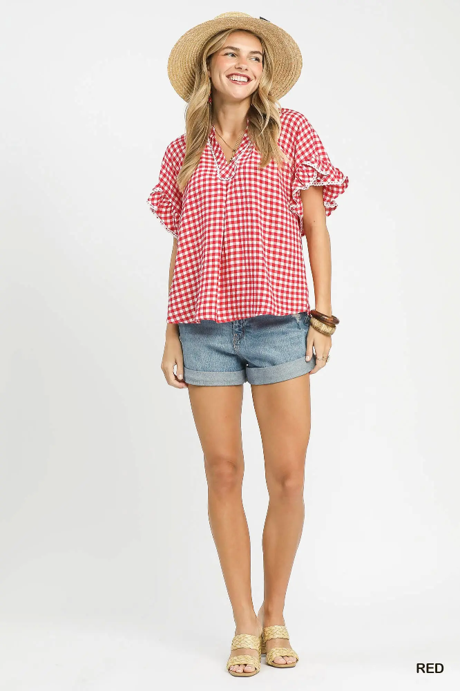 C6370 Gingham Check Top