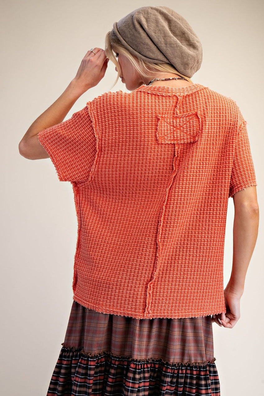 ET71965 Rust Waffle Top