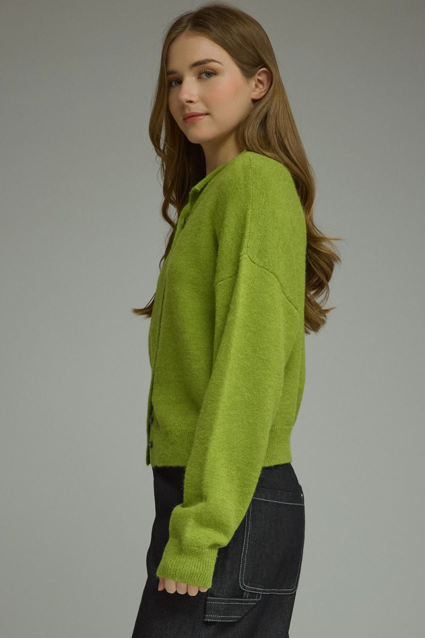 T31963 Pea Green Cardigan