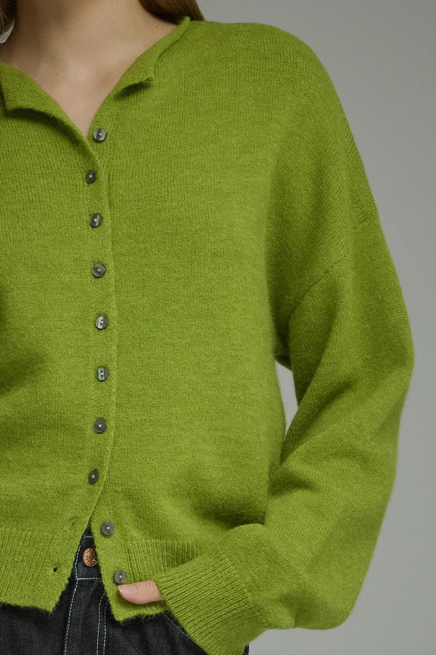 T31963 Pea Green Cardigan