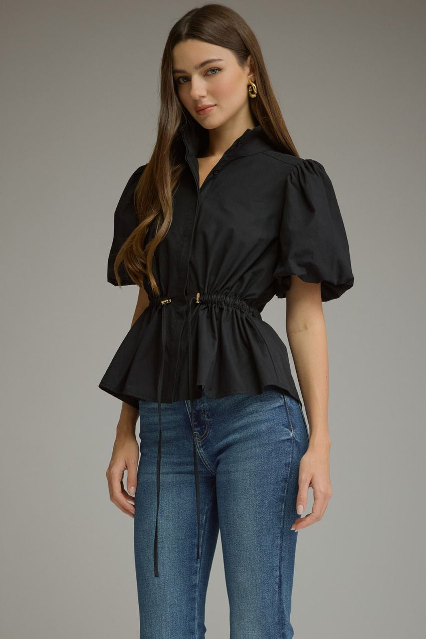 T32167 SS Puff Sleeve Top Black