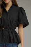 T32167 SS Puff Sleeve Top Black