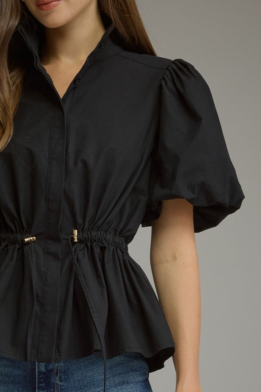 T32167 SS Puff Sleeve Top Black