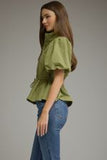 T32167 Olive SS Puff Slv Top