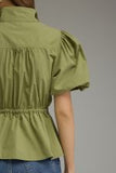 T32167 Olive SS Puff Slv Top