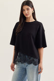 T31290 Black Scallop Lace Top