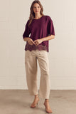 T31290 Burgundy Scallop Lace Top