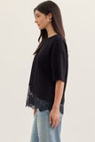 T31290 Black Scallop Lace Top