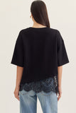 T31290 Black Scallop Lace Top
