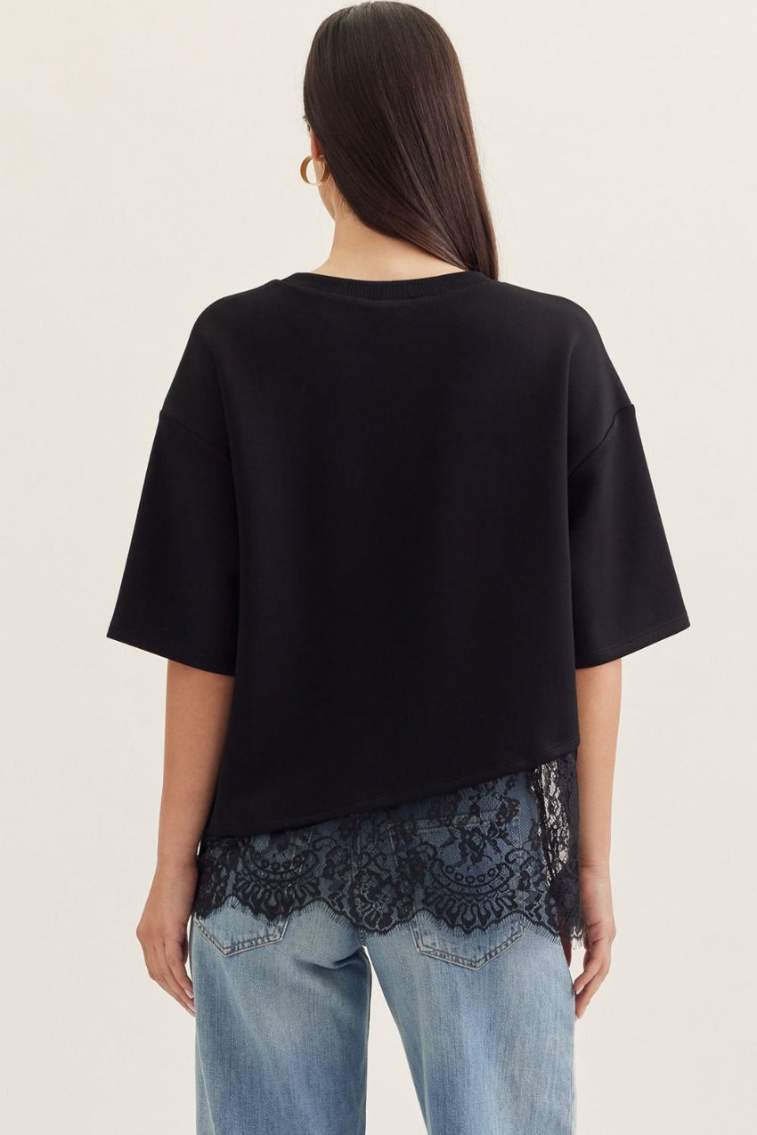 T31290 Black Scallop Lace Top