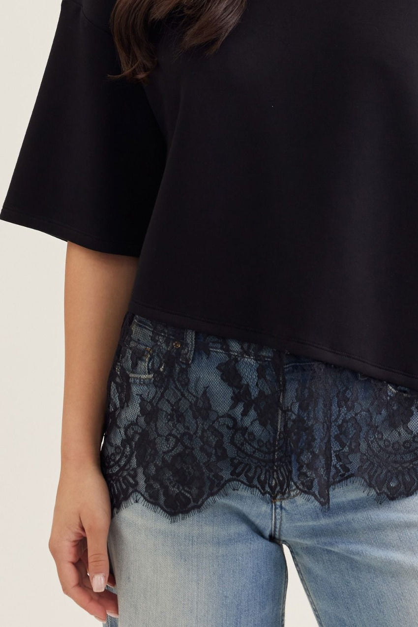 T31290 Black Scallop Lace Top