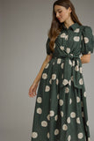 D32317 Hunter Green Polka Dot Midi