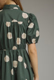 D32317 Hunter Green Polka Dot Midi