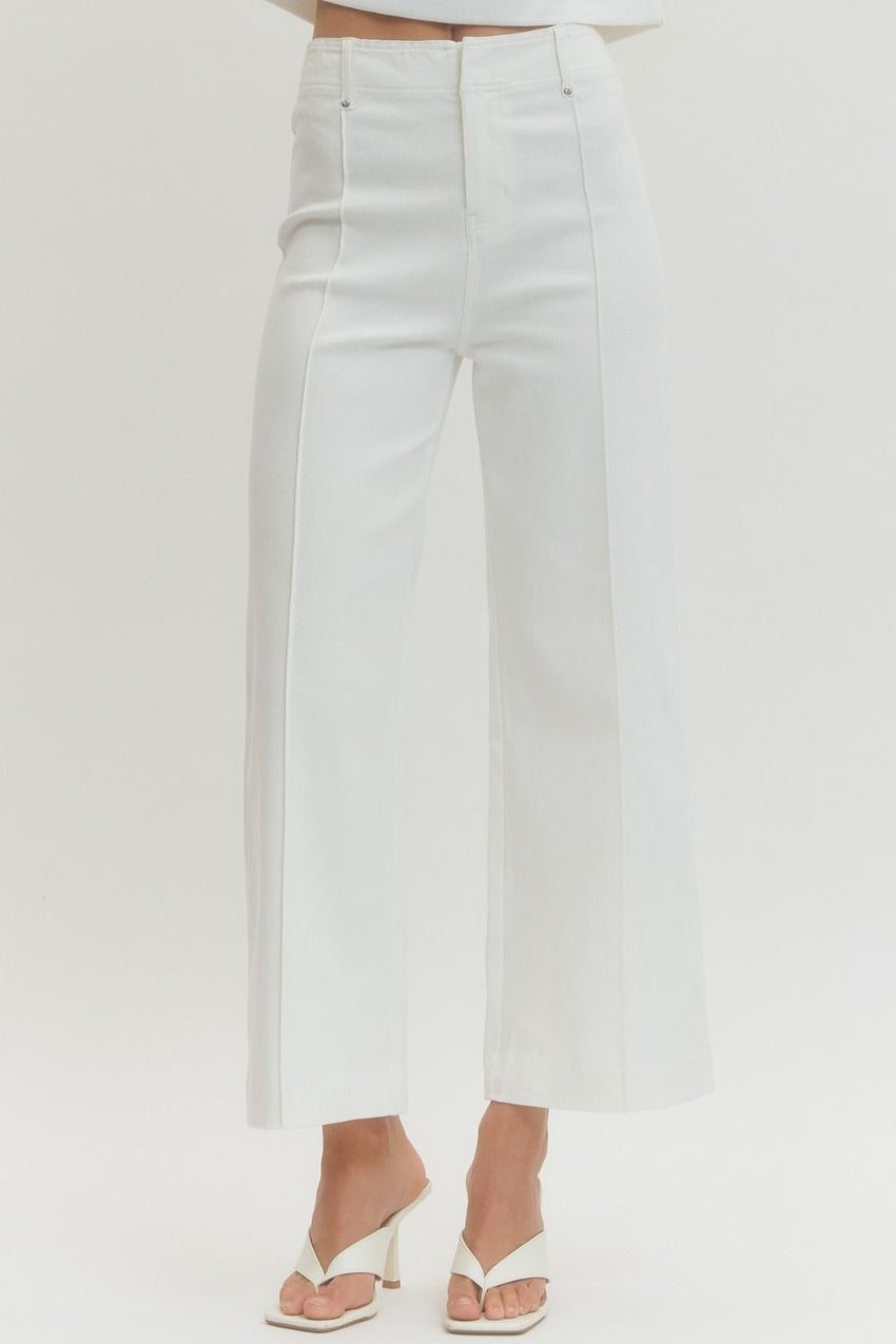 P28664 Off White Wide Leg Pant