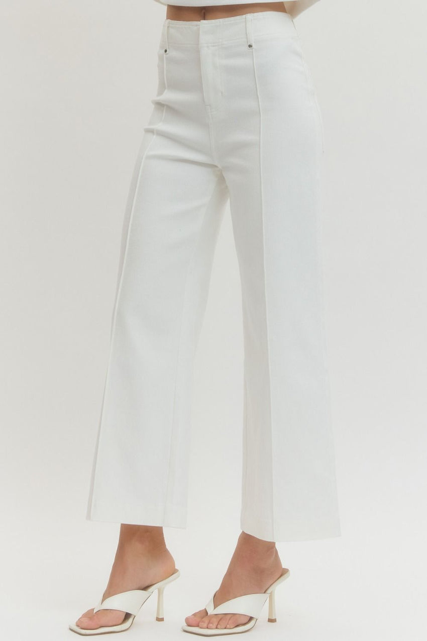 P28664 Off White Wide Leg Pant