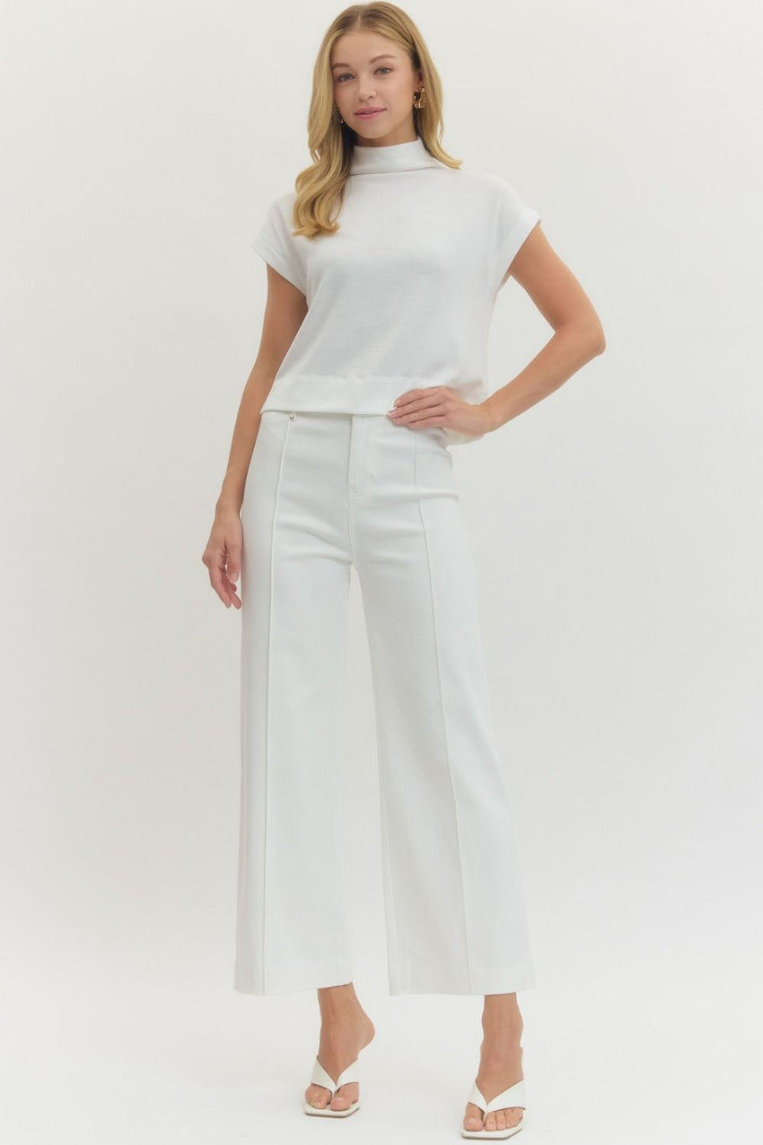 P28664 Off White Wide Leg Pant
