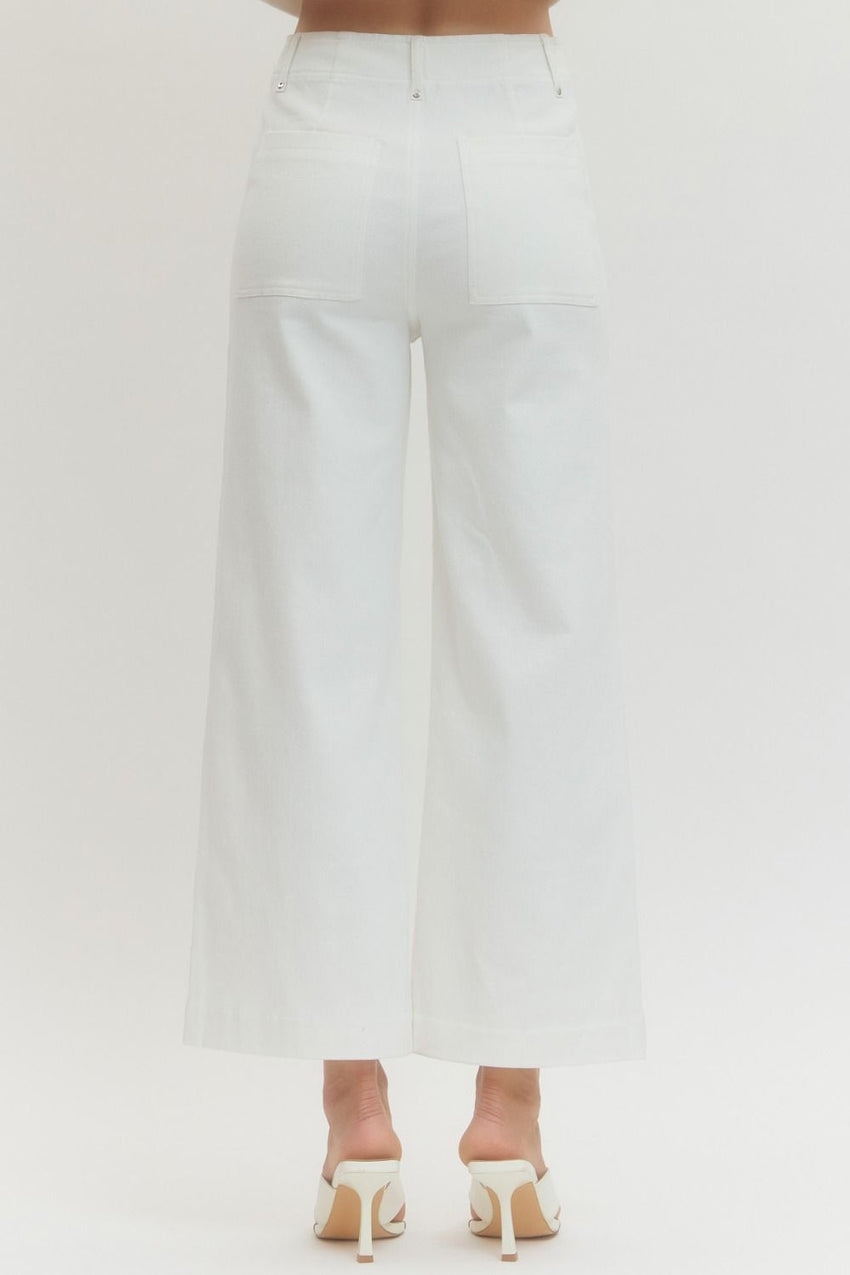 P28664 Off White Wide Leg Pant