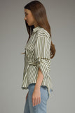 T32643 Olive Striped Blouse