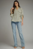 T32643 Olive Striped Blouse