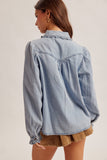 34512 Denim Frill Edge Button Down