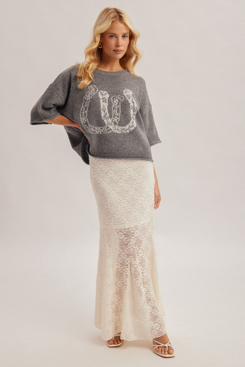 34534 Grey Horse Shoe Sweater