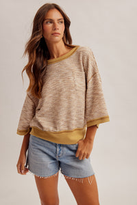 34603 Multi Melange Waffle Top