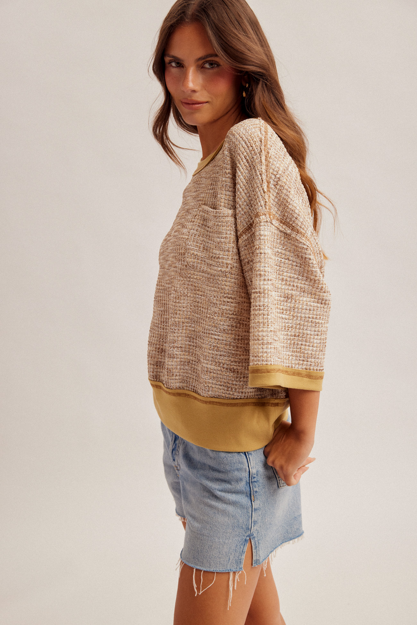 34603 Multi Melange Waffle Top