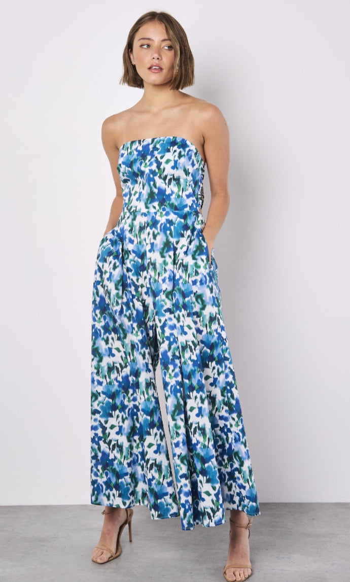 Floral Tie Back Palazzo Bandeau Jumpsuit