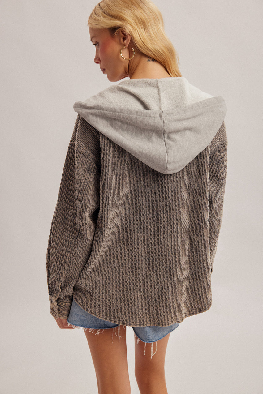 40023 Corduroy Two Fer Shacket