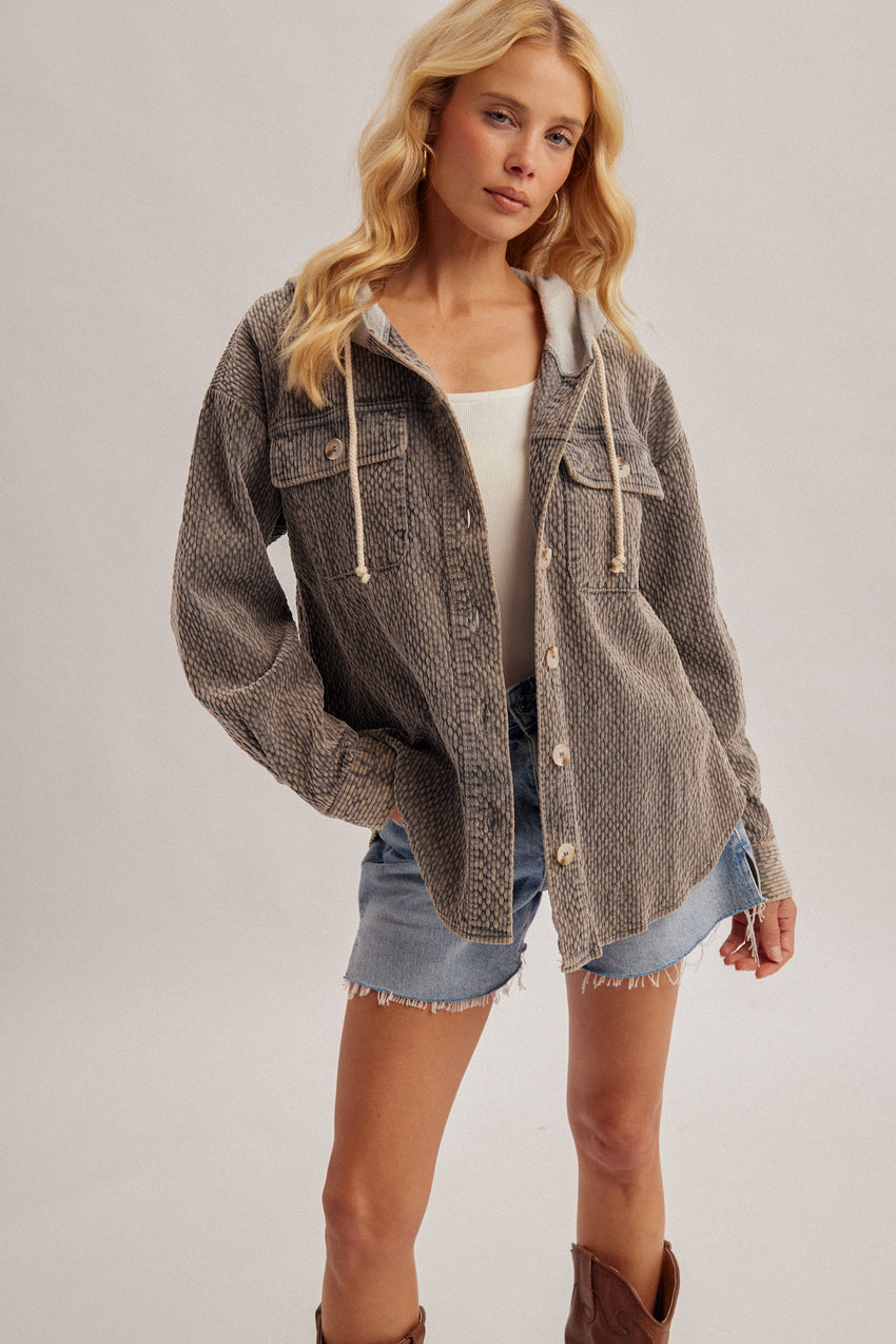 40023 Corduroy Two Fer Shacket