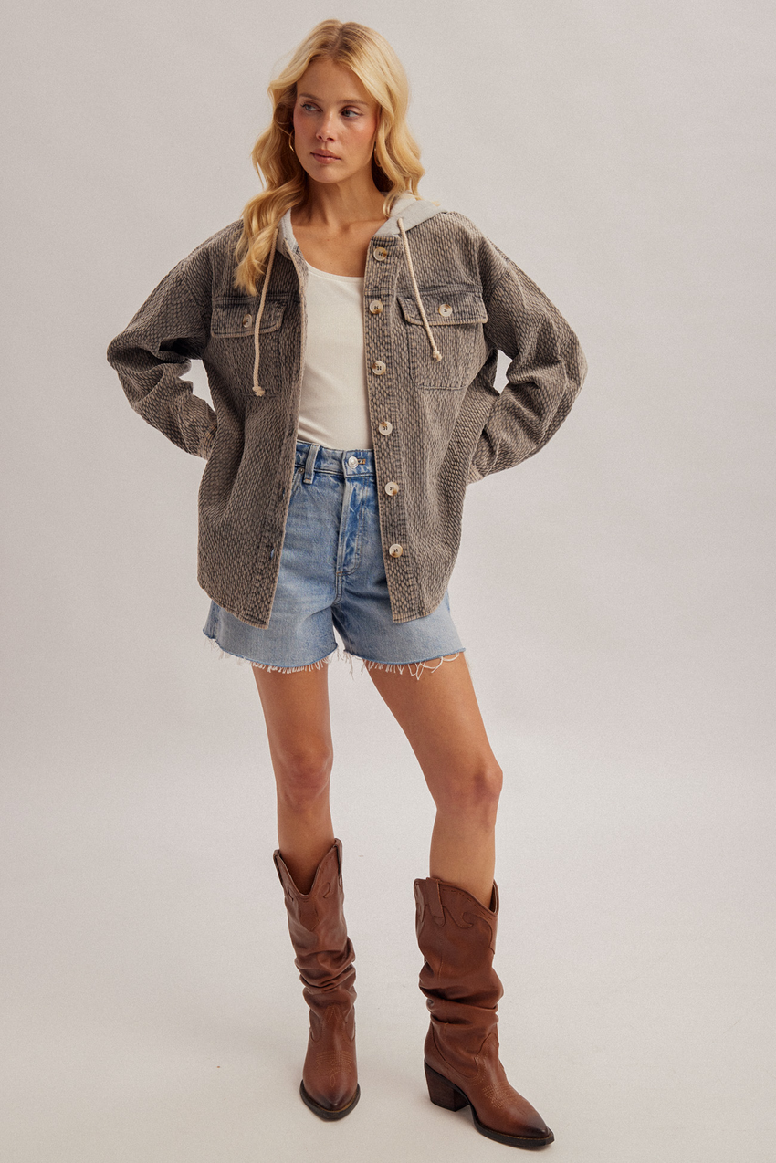 40023 Corduroy Two Fer Shacket