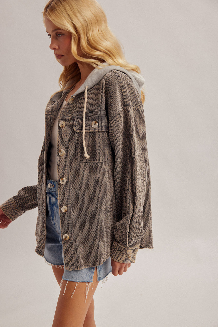 40023 Corduroy Two Fer Shacket