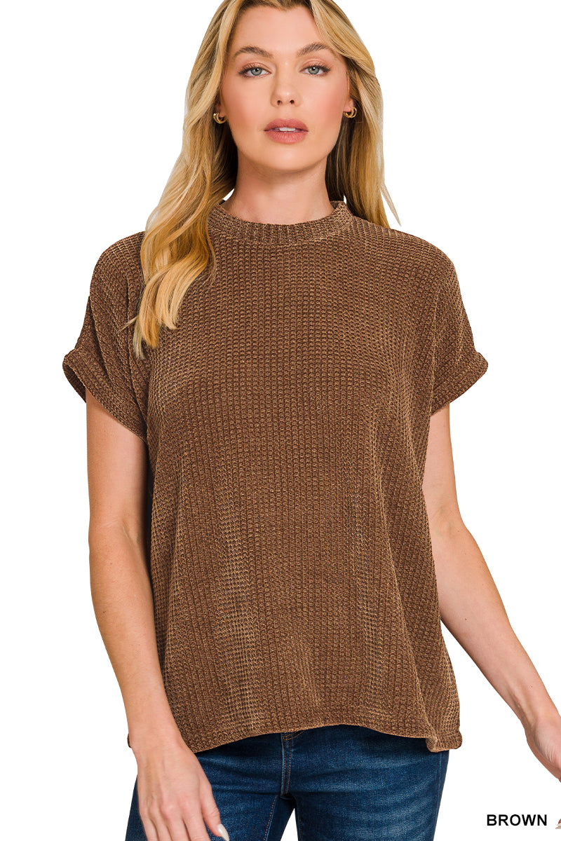 Chenille Waffle Cap Sweater HW-2573D4
