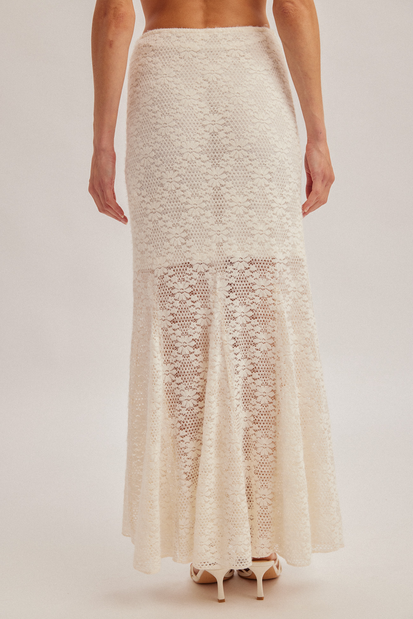 39540 Cream Lace Midi Skirt