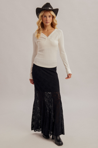 39540 Black Lace Midi Skirt